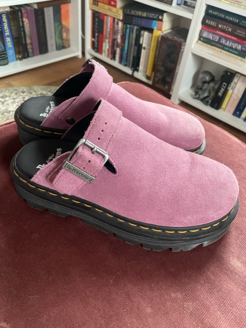Dr. Martens Pink Suede Buckle Mules 39